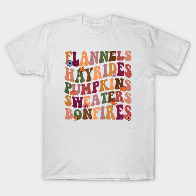 Flannels Hayrides Pumpkins Vintage Sweaters Bonfires T-Shirt by DigitalCreativeArt